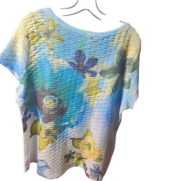 Womens JM Collection Multicolor Floral Textured Tunic Top With Rhinestone Accent - Picture 4 of 4